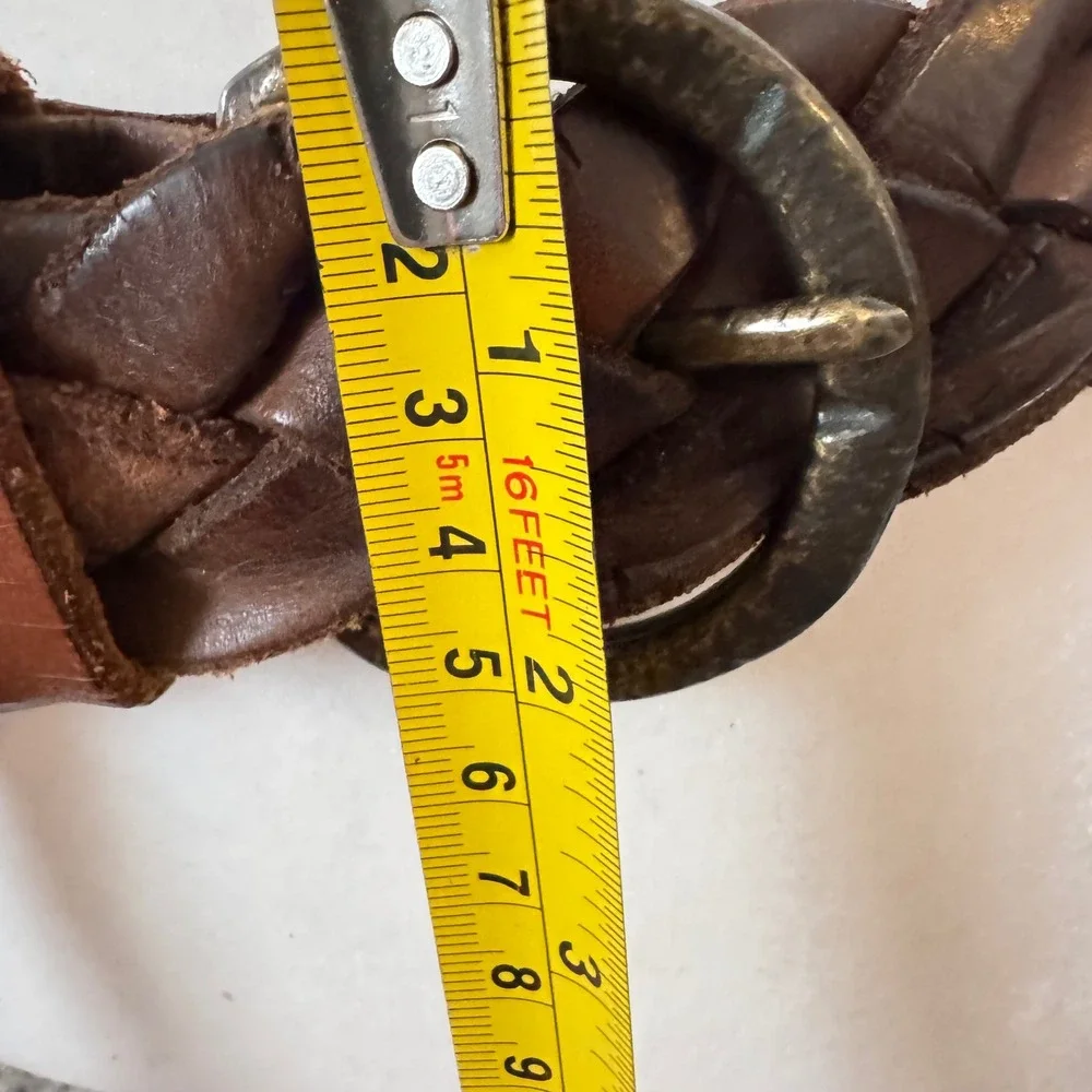 Leather Island Vintage thick Braided Leather Belt‎ Dark Brown Bill Lavin size 38